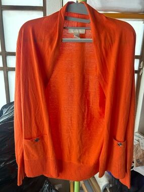 Banana Republic Vibrant Orange Open-Front Cardigan